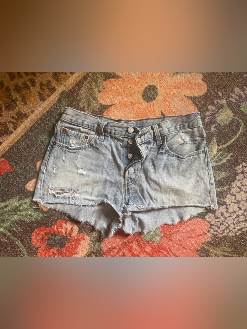 Levi's Light Blue Distressed Denim Cutoff Shorts